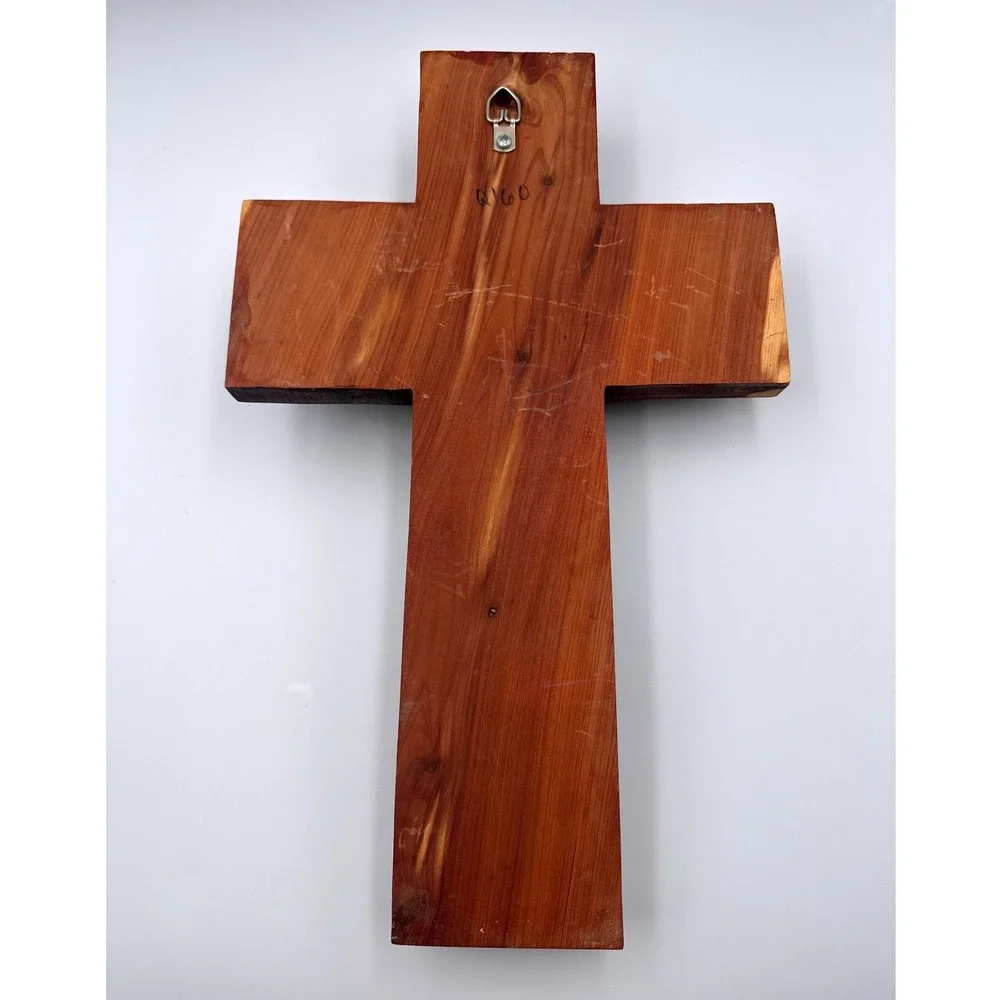 Handmade Rustic Western Wooden Wall Cross Revolver Bullet Barbed Wire Cowboy 14